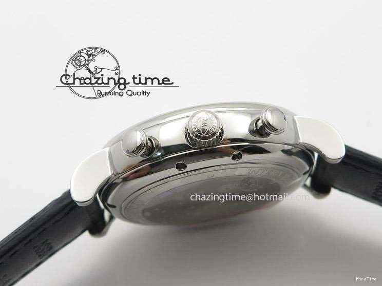 MIROTIME 0420 Portofino Chrono SS Black Dial on Black Leather Strap A Refined 7390